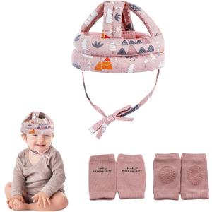 Baby Safety Helmet Infant Toddler Breathable & Adjustable Head Cushion Bumper Bonnet for Running Walking Crawling (Pink), BB-1003