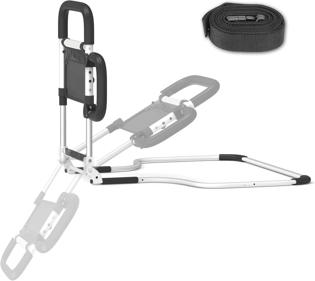 Foldable Bed Rails for Elderly Adults Safety with Three Storage Pockets, Adjustable Bed Assist Rails for Seniors,Portable & Sturdy Grab Bar Bed Cane for King/Queen/Full/Twin (XL-27)