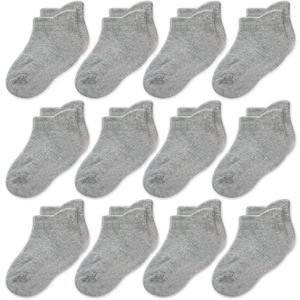 CozyWay Baby & Toddler Socks Ankle Comfy Cotton Socks For Girls and Boys No Show Infant - 12 Pack (3-5T, Gray)