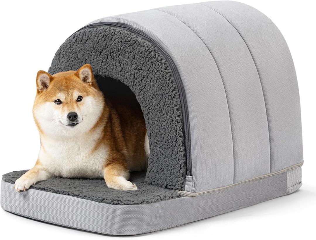 Orthopedic Dog Bed House - Dog House Indoor with Egg-Crate Foam - Tent Bed with Waterproof Lining & Nonskid Bottom, Ideal for Medium Breeds & Fits 30-Inch Crate - 29"x18", Charcoal Orthopedic Dog Bed House - Dog House Indoor with Egg-Crate Foam - Tent Bed with Waterproof Lining & Nonskid Bottom, Ideal for Medium Breeds & Fits 30-Inch Crate - 29"x18", Charcoal