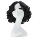 ANOGOL Hair Cap+Short Black Curly Wigs with Middle Part for Women Synthetic Wig Black Anime Wigs Princess Cosplay Wig for Halloween Party Christmas Costume