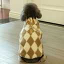 Warm Fleece Dog Coat, Dog Sweater with Leash Ring, Plaid Puppy Clothes for Chihuahua Doggy Yorkie Cats(Brown,XX-Large)