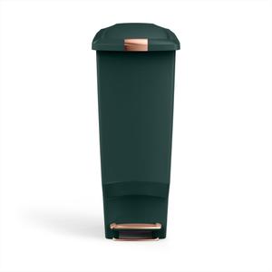 simplehuman Slim Step Can, 40L / 10.6 Gallon Space-Efficient Kitchen Trash Can, Studio Edition, Pet-Proof Slide Lock, 150,000-Step Pedal, Wheels, Hunter Green Plastic