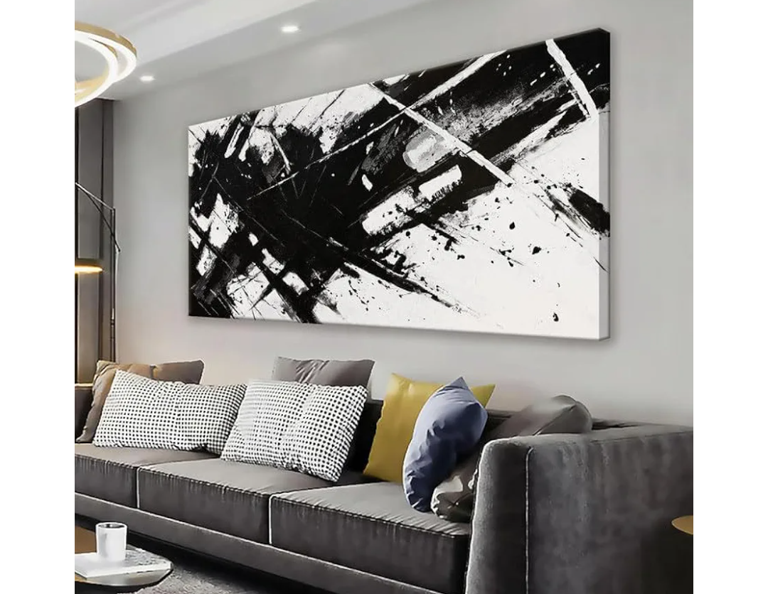 TAIJXAGSG Abstract Wall Art Ready To Hang Canvas Art Wall Decor Modern Paintings Black And White Wall Art Prints Canvas Painting For Bathroom Wall Decor Bedroom Office20 X 40"
