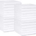 Amazon Basics Highly Absorbent, Fast Drying 100% Cotton Washcloths for Bathroom, Machine Washable, Soft, 12 x 12 in, White, 60-Pack