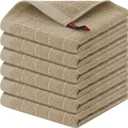 Homaxy 100% Cotton Terry Kitchen Dish Cloths, Ultra Soft and Absorbent Dish Towels for Kitchen, Perfect for Drying and Washing Dishes, 6 Pack, 12 x 12 Inches, Tan