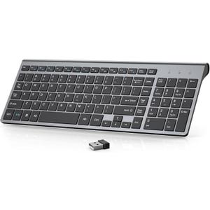 JOYACCESS Wireless Keyboard, 2.4G Slim and Compact Wireless Keyboard with Numeric Pad for Laptop, MacBook Air, Apple, Computer, PC(Black and Grey)