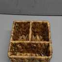 Wicker Remote Control Holder Hand Woven Water Hyacinth Storage Basket with 3 Compartments,Cosmetic Storage Box for Desk,Home Organization