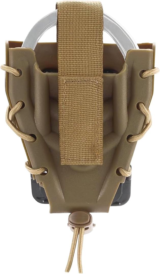 Handcuff Holster, Open Top Handcuff Case, Law Enforcement Cuff Pouch for Duty Belt/MOLLE Tactical Vest (Plastic-Brown)