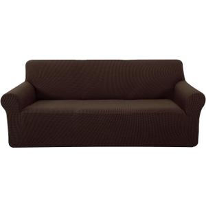 U-NICE HOME Stretch Couch Cover Sofa Cover Washable Sofa Slipcover Furniture Protector for 3 Cushion Couch Sofa Pet Friendly(Sofa, Chocolate) (Large)