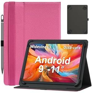 XunyLyee Universal 10 10.1 Inch Android Tablet Case with Pen Loop, Lightweight Folding Stand Case for 9-11 Inch Android, Cover with for 10.1'' Tablet Android - Purple