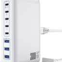 USB C Charger Block Charging Station - 300W Fast GaN 8-Port Multiple USB Charging Hub, Upgraded PD 100W Laptop Charger Compatible with MacBook Pro/Air, iPad, iPhone 16/15/14, Galaxy S23/22, 5ft Cord