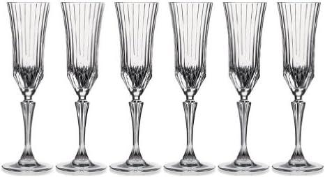 RCR Crystal Adagio Collection Champagne Flutes Glass Set,6 peises