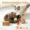 Kitty Kurls Magic Organ Cat Scratcher, Foldable Accordion Scratching Board with Bell Ball, Interactive Pizza Style Cardboard Scratch Pad, Reversible Toy for Indoor Cats
