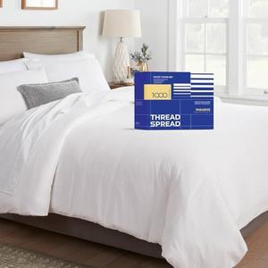 THREAD SPREAD King/California King Duvet Cover, 1000 Thread Count Sateen 1 Piece Egyptian Cotton Quality Duvet Cover, 100% Pure Cotton Comforter Cover, Zipper Closure, 7 Corner Ties - (White)