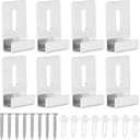 8PCS Mirror Hanging Clips Kit - 1/4 Inch Channel Metal Frameless Mirror Holders Hardware - Heavy Duty Mounting Hangers for Wall, Tile, and Picture Frames(Silver)