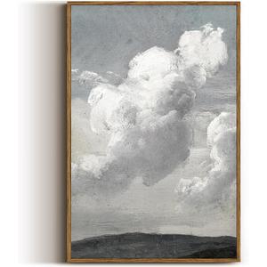 VIYYIEA Vintage Framed Cloud Wall Art Decor, Living Room Bedroom Cloudy Pictures Collage Wall Decor, Framed Canvas Prints Artwork, Retro Abstract Paintings,16x24 Inch