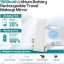 B Beauty Planet 30x/1x Magnifying Travel Mirror with Light, Double-Sided Rechargeable Adjustable Brightness 3 Colour Lighting, Folding, Handheld/Hangable/Tabletop, 3 Ways Using Mirror, White