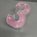 4 x LED Marquee Numbers, Small Light Up Numbers for Party, 8.58 Inch Battery Powered Lighted Number for Birthday, Night Light, Table or Home Decor (Pink Glitter, Number 3)