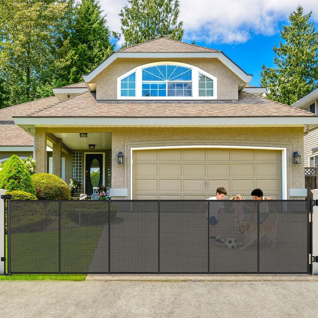 250" Reinforced Extra Wide Baby Gate Retractable Dog Gate, 21ft Extra Long Baby Gate Retractable Gates for Dogs, 48" Extra Tall Pet Gate Retractable Fence Outdoor Gate for Deck/Garage/Patio, Black