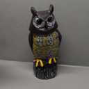 Owlsome Solar Owl with Glowing Eyes, Rotating Head, Hoot Sound, Motion Detector and Silent Mode, Plastic Owl Garden Sculpture, Garden Decoration