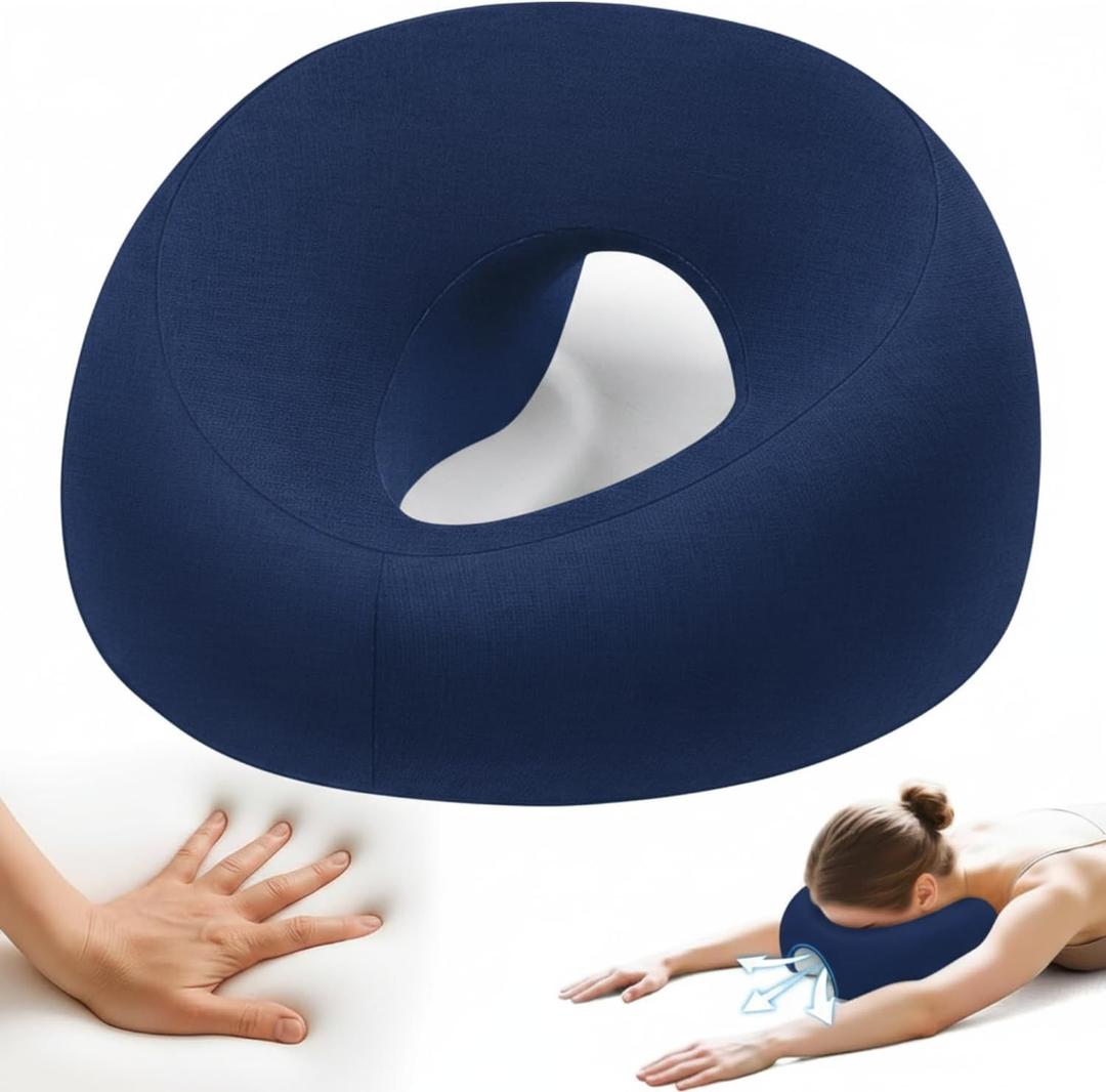 Face Down Pillow, Massage Headrest for Bed, Massage Face Cradle for Bed, BBL Pillow After Surgery Post Eye Surgery (Navy)