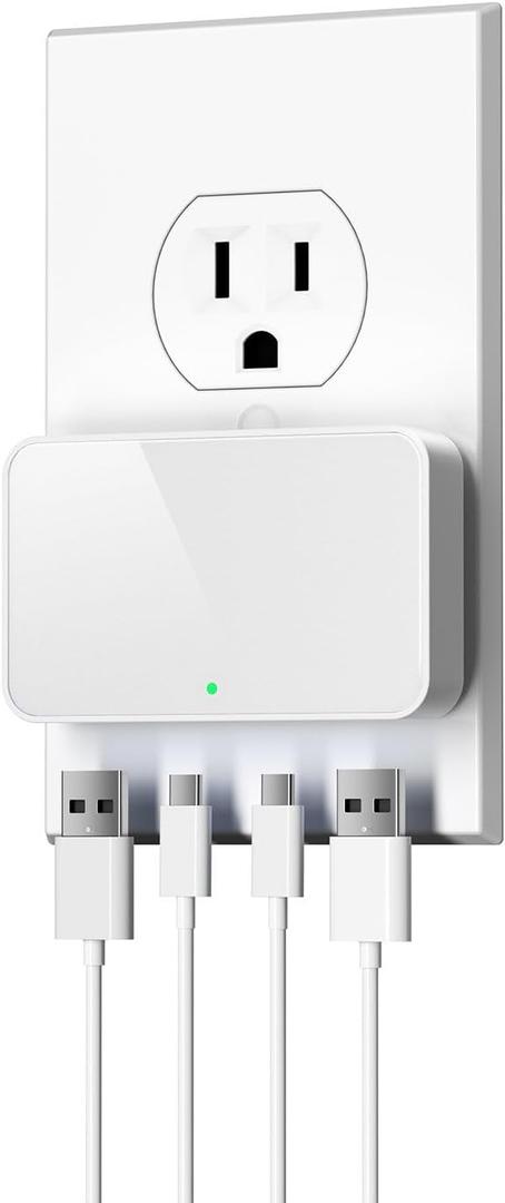 USB C Wall Charger, Super Thin Flat USB Wall Plug with 4 Ports, Fast Charging USB Plug Adapter with PD20W for Home and Travel (White)