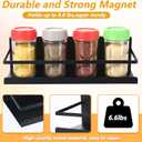 4 Pack Magnetic Spice Rack for Refrigerator, Strong Space Saving Shelf Organizer Single Tier Fridge Spice Storage Black
