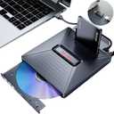 External CD/DVD Drive for Laptop/PC, USB 3.0 Type-C USB Portable Player for Computer CD DVD +/-RW Disk Drive CD Burner Writer Reader Compatible with Desktop Windows Apple Linux (F05)