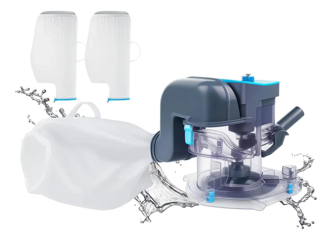 Cordless Pool Vacuum Cleaner for Leaf Removal, 24 GPM Suction Power, 75-Min Runtime, with 2 Filter Bags, Ideal for Above Ground & In-Ground Pools