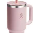 Hydro Flask Travel Tumbler with Handle, Lid and Straw - Insulated Stainless Steel in 32 Oz Tonal Trillium Pink