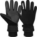 Cevapro Winter Thermal Gloves for Men Women, -20 Anti-Slip Waterproof Deerskin Suede Insulated Touchscreen Gloves. (Medium, Black)
