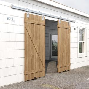 12FT Heavy Duty Galvanized Steel Exterior Sliding Barn Door Hardware Kit, 450 lbs Capacity,Kit for Outdoor,Fit MAX 2 X Door Width 72in