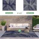 GENIMO Outdoor Rug 8' x 10' Waterproof for Patios Clearance, Reversible Outdoor Plastic Straw Camping Rug Carpet, Large Area Rugs Mats for RV, Camper, Deck, Balcony, Porch, Beach, Navy Blue&Grey
