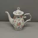 Agyiuns tea pot ceramic, Porcelain teapot with lid, 37oz for Tea, Milk, Coffee, Flower tea (White with small flowers)