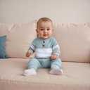 Newborn Baby Boy Clothes Long Sleeve Little Bro Romper Bodysuit Pants Set Fall Winter Outfits 0 3 6 9 12 Months (Blue)