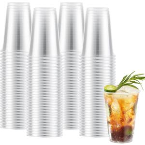 12 oz Clear Plastic Cups, 300 Count Disposable Dringking Cups, 12 Ounce Cold Plastic Party Cup Bulk, PET Clear Cup for Iced Coffee, Smoothie, Cold Beverage