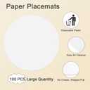 SHACOS 100 PCS Round Paper Placemats 13 inch Disposable Paper Place Mats for Dinner Wedding Birthday Party Festival Table Decoration Indoor Outdoor, White