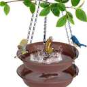 Hanging Bird Bath, Hanging Bird Water Feeder for Outdoors, Feeder Bowl, 2 Pack Birdbath Tray Accessories for Outside, Plastic Birdbaths Tray for Garden Patio Decoration (12", Chocolate)