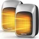 GiveBest Plug in Wall Space Heater with Remote, 800W Small Wall Outlet Heater with Adjustable Thermostat and 12H Timer, LED Display for RV Home Office Bathroom Indoor Use, 2 Pack (Silver)