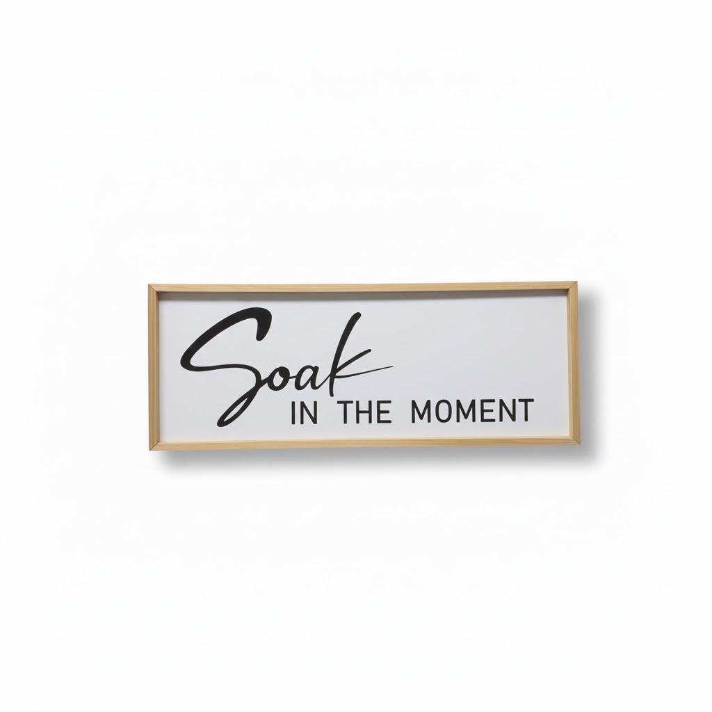 YWMZYKJGS Soak in the Moment Wall Decor 32"X12" Rustic Bedroom Above Bed Sign Large Family Living Room Guest Room Farmhouse Wall Hanging Art Plaque (Wood)