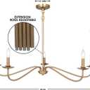 Modern Chandelier, 5 Lights Chandelier for Dining Room, Gold Chandelier Light Fixture Adjustable Height, Farmhouse Candle Chandeliers Light Fixture for Dining Room Entryway Foyer Kitchen Island
