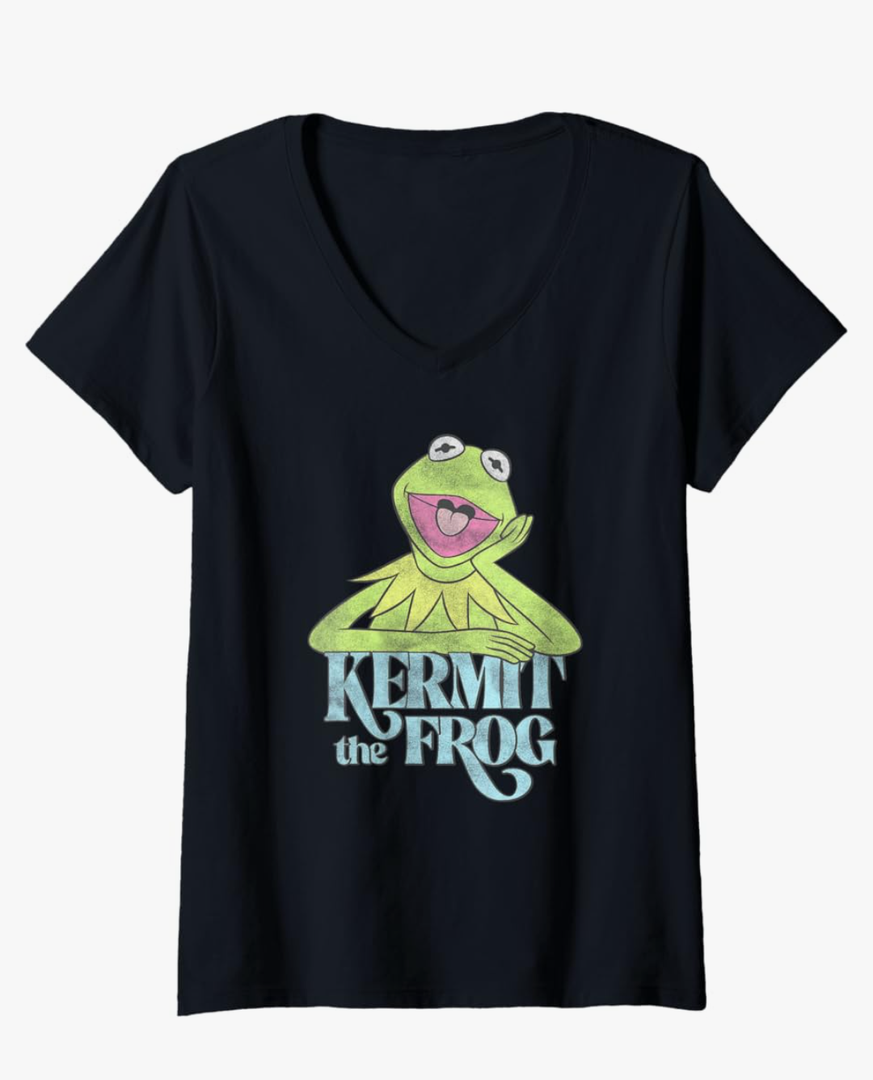 Womens Disney Muppets Kermit The Frog Vintage V-Neck T-Shirt M