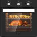ThermoMate 24" Electric Wall Oven, ETL Certified, 2.8 Cu. Ft. Built-in Electric Wall Oven with 5 Cooking Functions, Black, Anti-Mistouch Knob, Removable 3-Layer Glass Door, 2200W