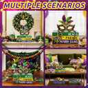 4 Pcs Mardi Gras Decorations for Home Masquerade Mask Wooden Table Centerpieces Mardi Gras Tabletop Blocks Sign Wood Books Stack Tiered Tray Decor Indoor Office Desk Shelf Rustic Mantel Carnival Party (Large, Purple)