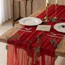 Keketoarrange Red Mothers Day Cheesecloth Table Runner Cheese Cloth Rustic Gauze Table Runner 120 Inch 10 FT for Wedding Baby Bridal Shower Sheer Boho Holiday Spring Summer Home Decorations