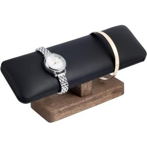 NBEADS Wood Watch Display Stand, 7.8x2.36x3.35inch T-Bar Bracelet Display Stands with Wooden Base Rectangle Bracelet Organizer Holder Watch Display Tower for Home Retail Display, Black