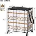 Double Laundry Hamper with Wheels and Lid, 120L Handwoven Laundry Basket