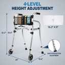 Walkers for Seniors with Seat, Lightweight Folding Walker with Storage Bag, Adjustable Height Rolling Walkers with 5" Wheels, Aluminum Standard Walker, Supports Up to 330 Pounds, Silver
