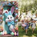 Cmialusie Door Banner Cute Bunny Floral Door Cover Spring Summer Front Door Decorations for Home Entryway Porch Party Decor 35.4x70.9 Inch (Colorful1330)